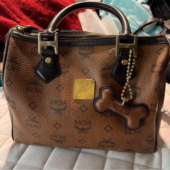 MCM Handbags - MCM Chocolate Leather Boston